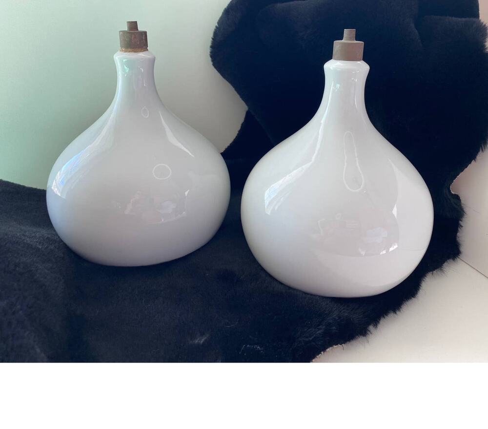 Vintage Gerold Porzellan lamp base, white porcelain, Made W Germany Set/2